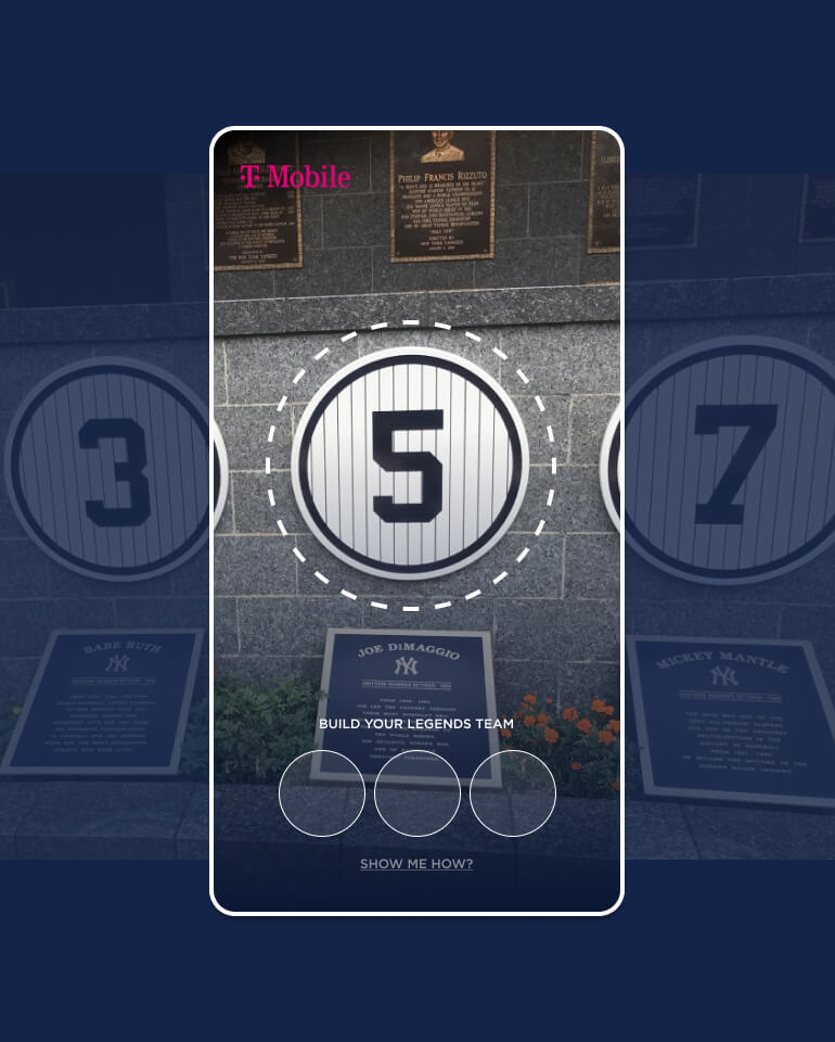 Yankees AR Experience phone screenshot showing scanning in situ